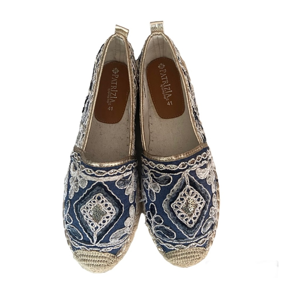 Women’s Espadrille size 10.5 slip on shoes by Patrizia. Embroidered sequins